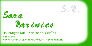 sara marinics business card